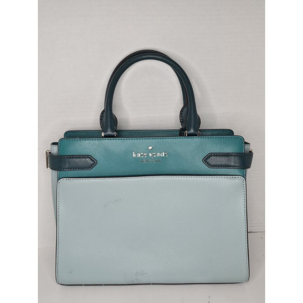 Kate Spade Stacy Colorblock Medium Satchel Frost Spearmint Green 2Way Authentic